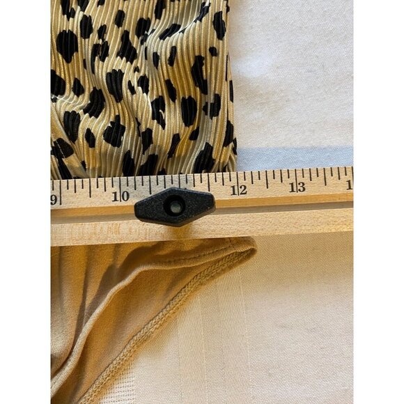 Wayf Womens Leopard Print Bodysuit XS Beige & Black Mock Wrap Front - Picture 6 of 8